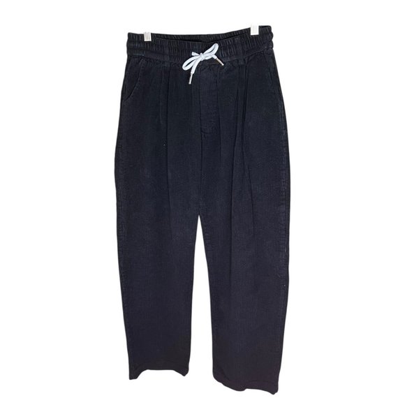 Aelfric Eden‎ Mens Corduroy Straight Leg Pants Black Size Medium Elastic Waist - Picture 1 of 9